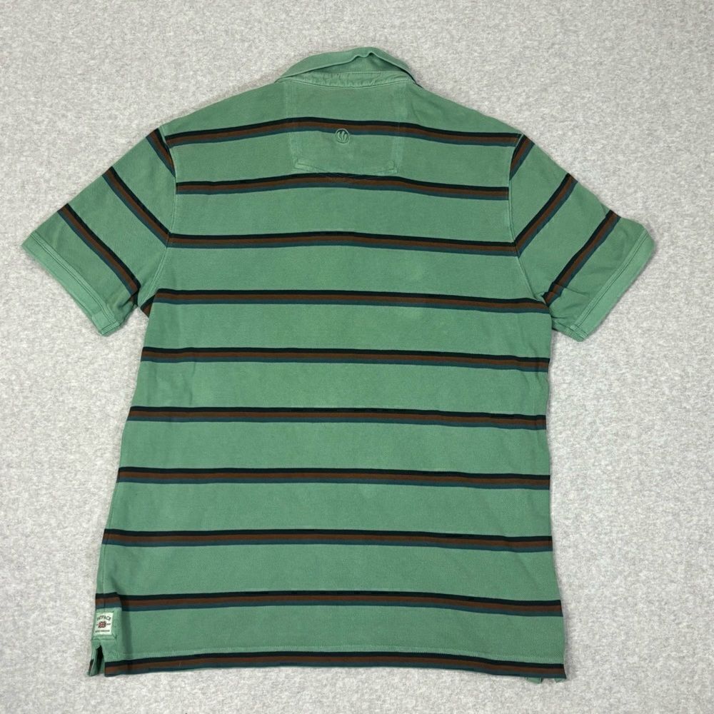 Fat Face Polo Shirt Mens Size Large Green Stripe Cotton Collared Casual Golf Top - Picture 2 of 7